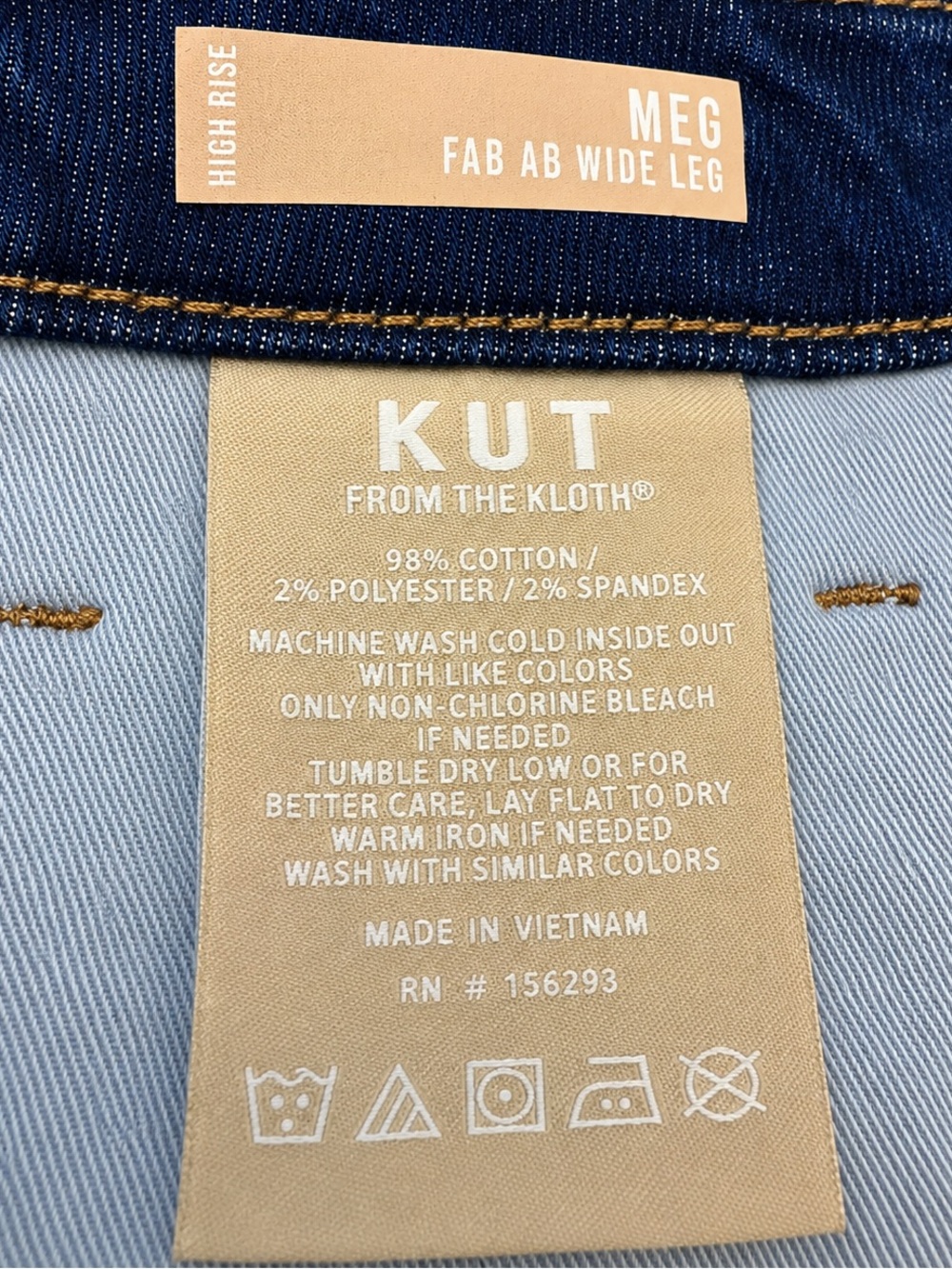 KUT from the Kloth Meg Fab AB Dark Wash Wide Leg High Rise Stretch Raw Hem Jeans - Picture 7 of 9